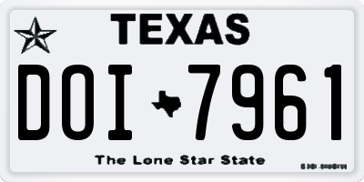 TX license plate DOI7961