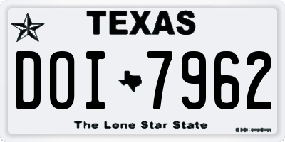 TX license plate DOI7962