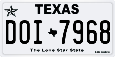 TX license plate DOI7968