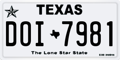 TX license plate DOI7981