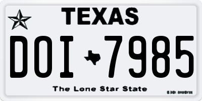TX license plate DOI7985