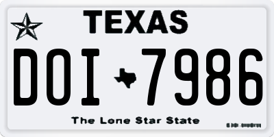 TX license plate DOI7986