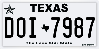 TX license plate DOI7987