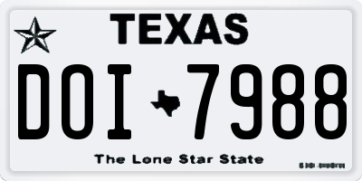 TX license plate DOI7988