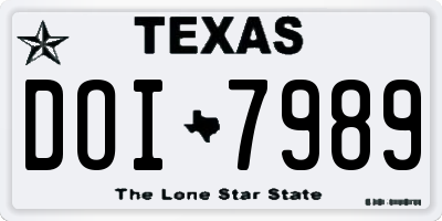 TX license plate DOI7989