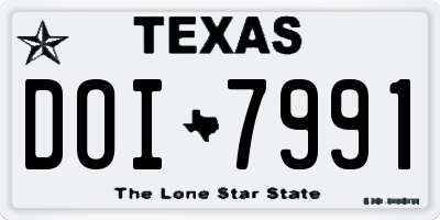 TX license plate DOI7991