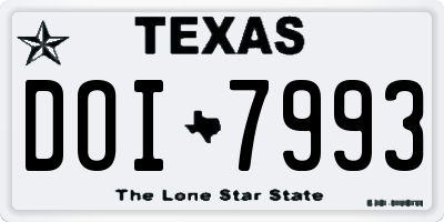 TX license plate DOI7993