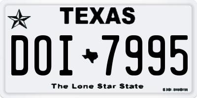 TX license plate DOI7995