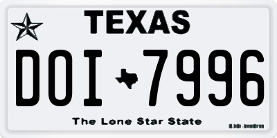 TX license plate DOI7996