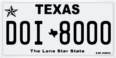 TX license plate DOI8000