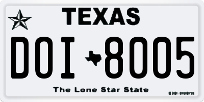 TX license plate DOI8005