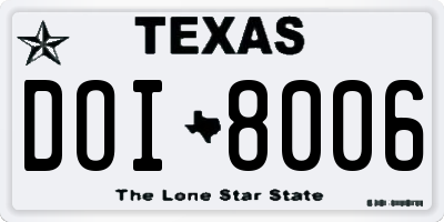 TX license plate DOI8006