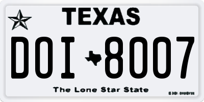TX license plate DOI8007