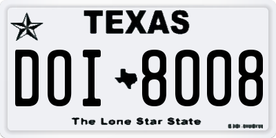 TX license plate DOI8008