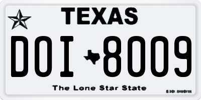TX license plate DOI8009