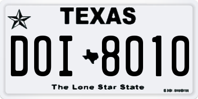 TX license plate DOI8010