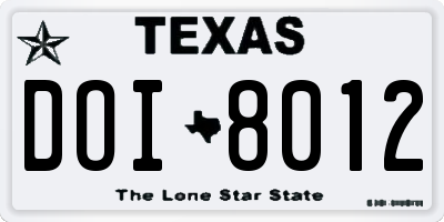 TX license plate DOI8012