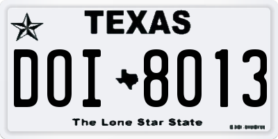 TX license plate DOI8013