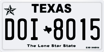 TX license plate DOI8015
