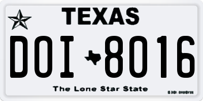 TX license plate DOI8016