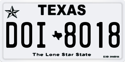 TX license plate DOI8018