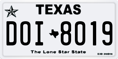 TX license plate DOI8019