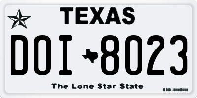 TX license plate DOI8023