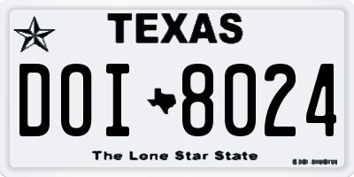 TX license plate DOI8024