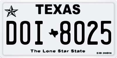TX license plate DOI8025