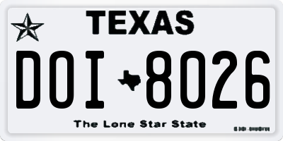 TX license plate DOI8026