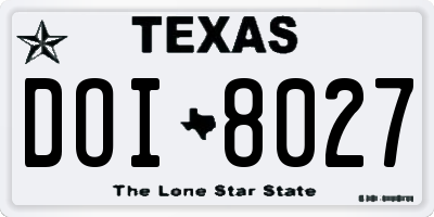 TX license plate DOI8027