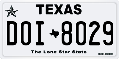 TX license plate DOI8029