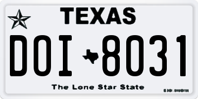 TX license plate DOI8031