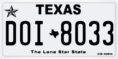 TX license plate DOI8033
