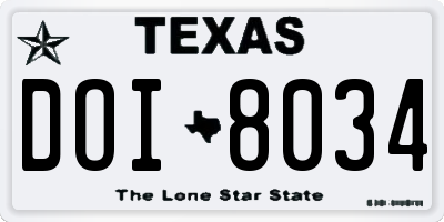 TX license plate DOI8034