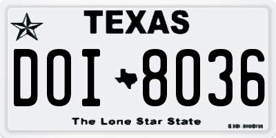 TX license plate DOI8036