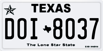 TX license plate DOI8037