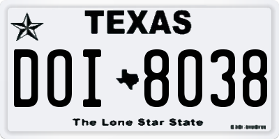 TX license plate DOI8038