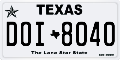 TX license plate DOI8040