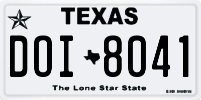 TX license plate DOI8041