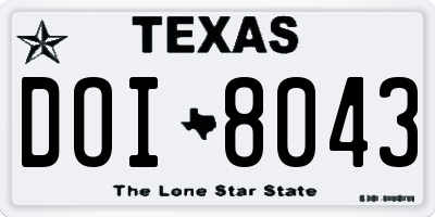 TX license plate DOI8043