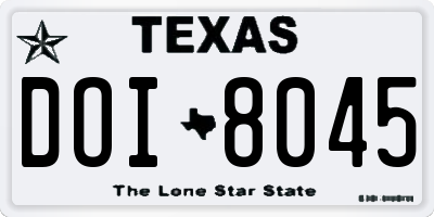 TX license plate DOI8045