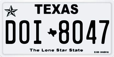TX license plate DOI8047