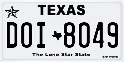 TX license plate DOI8049