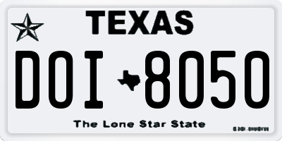 TX license plate DOI8050