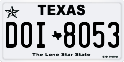 TX license plate DOI8053