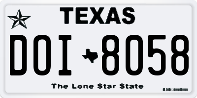 TX license plate DOI8058