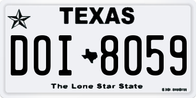 TX license plate DOI8059