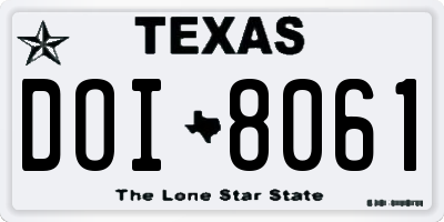 TX license plate DOI8061