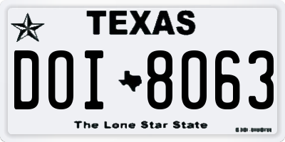 TX license plate DOI8063